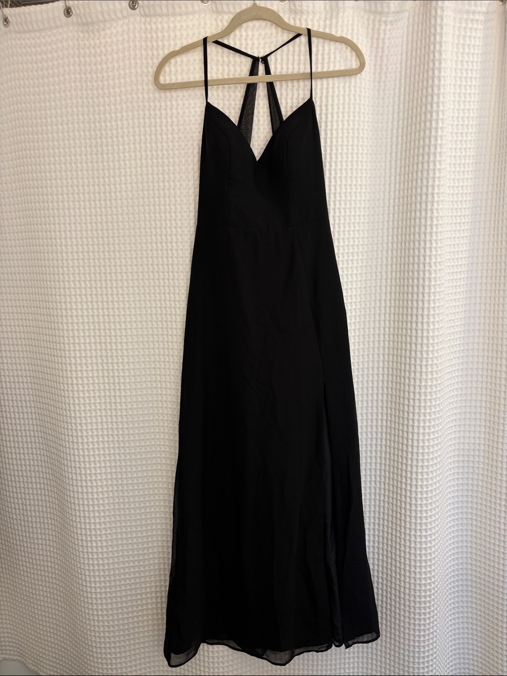 Azazie Black Spaghetti-Strap V-Neck Maxi Dress